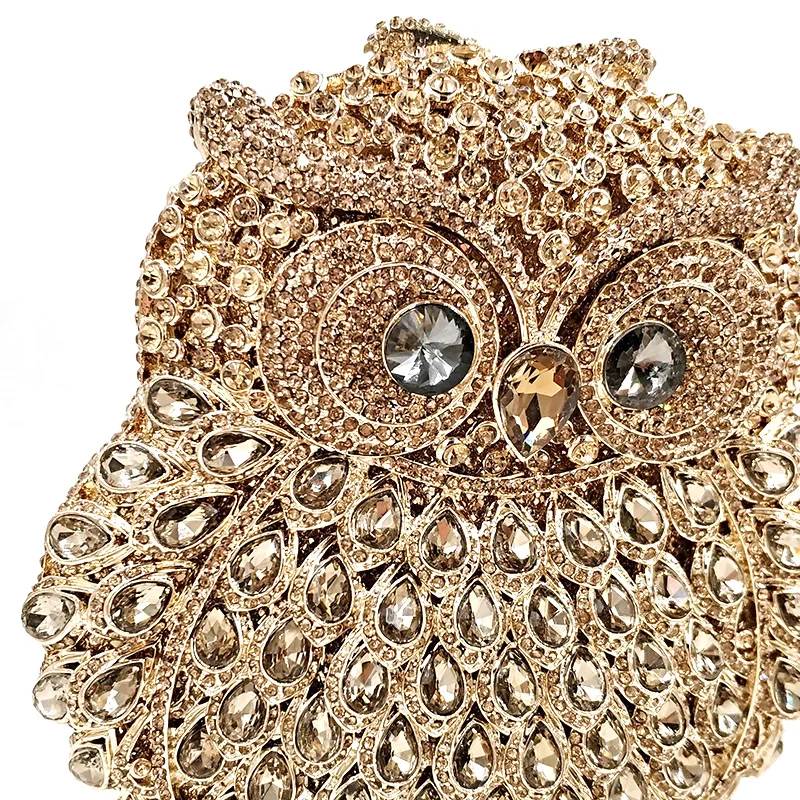 Fashion design clutch women evening party bag diamonds owl bird shape crystal purses bridal wedding party crystal clutches