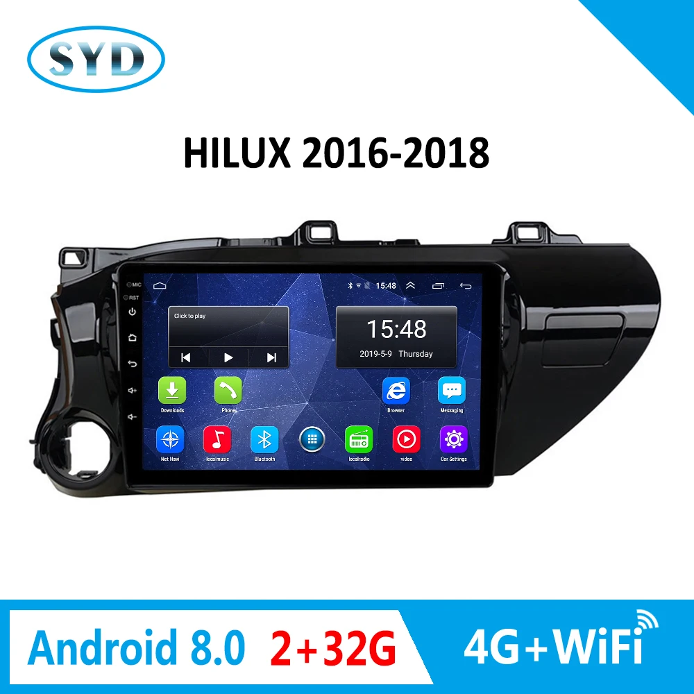 

For TOYOTA Hilux 2016-2018 4G Car Radio Multimedia player GPS Navigation Android 8.1 10" video Mp5 Full Touch Screen Mirror link