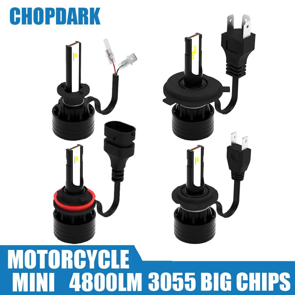 

H4 H1 H7 H11 Motorcycle LED Headlight Bulb Mini High Low Hi Lo Beam CSP 3055 Big Bright Chips 25W 5500K 4800LM