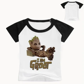 

New fashion Guardians of the galaxy I am groot printed fashion cotton children round collar short sleeve T-shirt