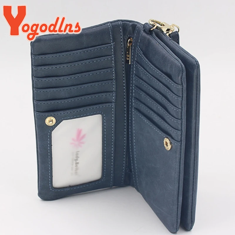 Yogodlns Fashion Nubuck Leather Wallet Female Double Zipper Lady Handbag Clutch Multi-layer Purse Shopping Women Wallet Purse