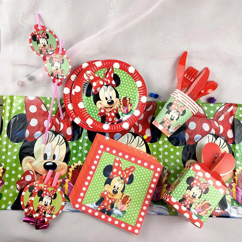 

Minnie Mouse Girls Kids Birthday Party Decoration Set Wavepoint Mickey Party Supplies Straw Cup Plate Fork Baby Shower Birthday