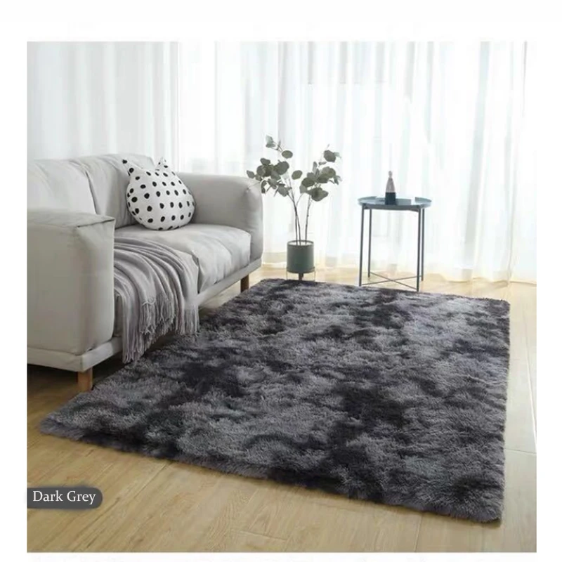 black and gray fur rug