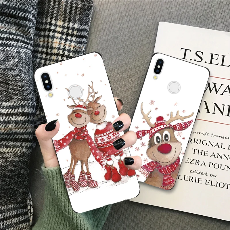 

3D Emboss Christmas Elk Case For Huawei Mate 30 Lite 10 20 Honor 8X 9 10 20 Lite 20i 10i 9X 7A Y6 Y7 Pro Y9 Prime 2019 TPU Cover