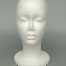 Пенопластовая голова Женский манекен из пенополистирола с держателем для демонстрации парика шляпы