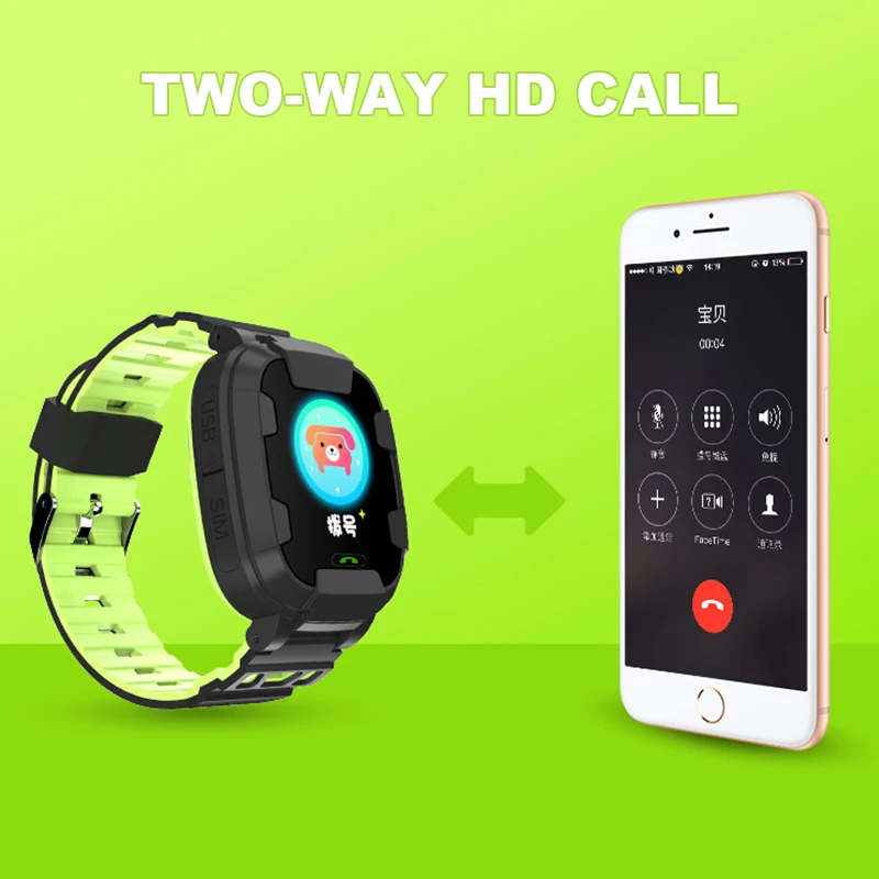 Children Kids Y88 Smart Telephone Watch IP67 Waterproof WiFi Positioner Breathable Strap Support Touch for Kids Smart Watch