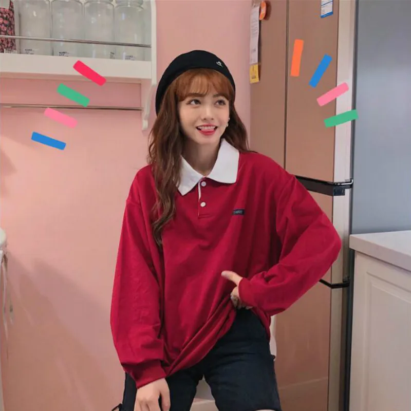 Толстовки для женщин с буквенным принтом Ulzzang Kawaii мягкий свитшот для девочек Свободный корейский стиль тонкая модная простая женская одежда повседневная
