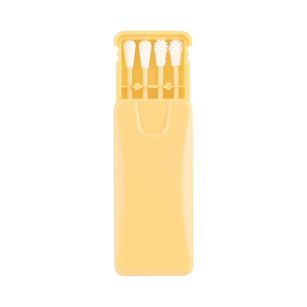 

4pcs Reusable Cotton Swabs with None Falling off Double Tips Portable Travel Silicone Ear Swab Safety Washable Cotton Buds Apr20
