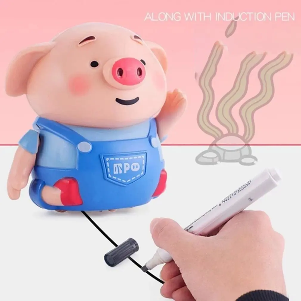 Следуйте нарисованной линии волшебная ручка Индуктивная Свинья для детей Волшебная Индукционная меняющаяся свинья кукла движущаяся следуя за строчкой Электрическая свинья игрушка