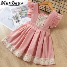 Menoea/детское Повседневное платье г. Летняя розовая одежда с рукавами-крылышками для девочек вечерние платья детское платье принцессы для девочек от 2 до 7 лет