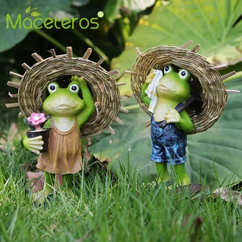 

Modern Cute Animal Straw Hat Frog Sculpture Decoration Synthetic Resin Creative Crafts Living Room Gardening Decoration Supplies