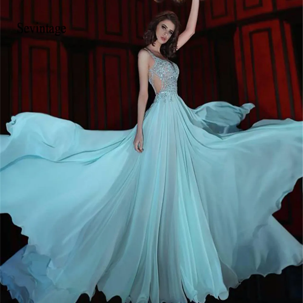 

Sevintage 2020 New Sweetheart Spaghetti Straps Evening Dresses Beaded Crystals Formal Prom Dresses Abendkleider
