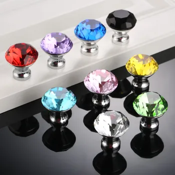 1Pc 30mm Crystal Glass Door Knob Kitchen Drawer Cupboard Cabinet Knobs and Handles Dresser Closet Pull Handle Furniture Hardware