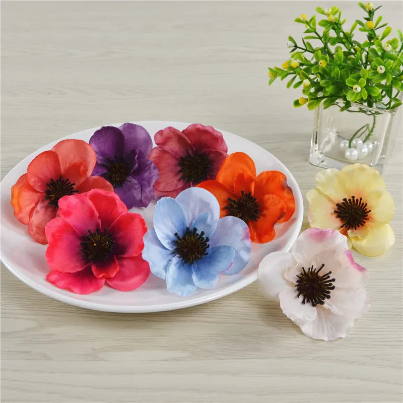 

15Colors 7CM Artificial Silk Poppy Flower Heads For DIY Wedding Decoration Hairpin Wreath Accessories Festival Supplier