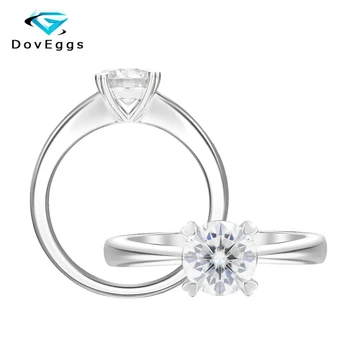 

DovEggs New Arrival Sterling Solid Silver S925 6.5mm 1ct GH Color Moissanite Engagement Ring for Women Wedding Gifts Ladies Ring