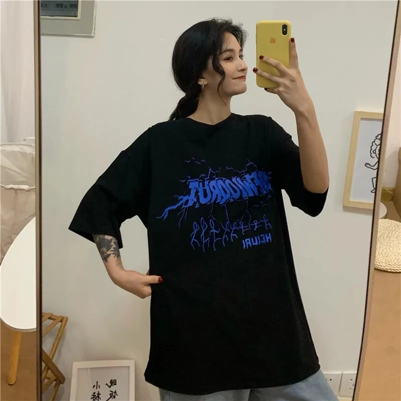 streetwear O-neck sweet girls tee shirt clothes clothing top tshirt Harajuku print short sleeve Kuromi T-shirt women tops Summer