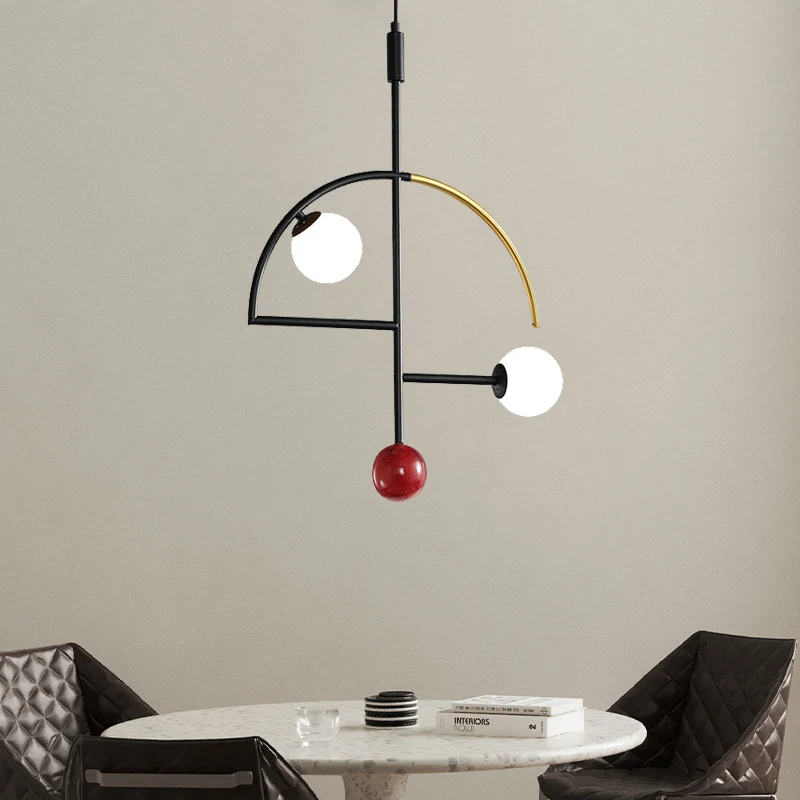 

Nordic Creative Dining Room Pendent Lamp Post Modern Iron Glass Ball Sample Living Room Pendent Lights Kitchen Bedroom Lighting