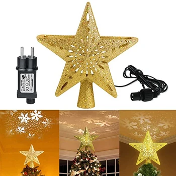 

Christmas Tree Topper Lights Star Snowflake Projector LED Pentagram Night Lamp Christmas Tree Ornament For Party Lamp Decor