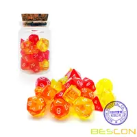 Bescon Mini Dice Gem Set 21pcs -21 Gem Mini Polyhedral Dice, 3 colors in Complete Set of 7, Miniature 10MM Dice Size 1