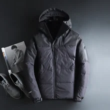 Мужское зимнее пальто, куртка на утином пуху, Модный зимний теплый белый утиный толстый пуховик с капюшоном, зимняя верхняя одежда, пуховик