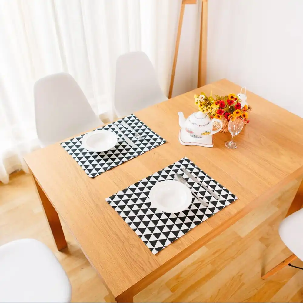 Miamor Black White Triangle Pattern Table Mats Placemat For Kitchen Dining Table Decorations Manteles Individuales De Mesa Aliexpress