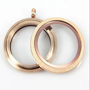 

Waterproof Rose Gold Stainless Steel Floating Locket Pendant Sparkle Screw Living Glass Floating Charm Locket For Girls 10pcs