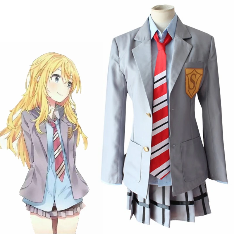 

Unisex Anime Cos Your Lie in April Miyazono Kaori Cosplay Costumes Uniform Suit Custom Size
