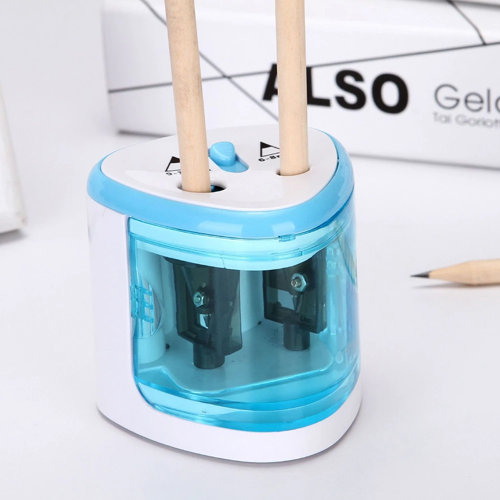 Dual Holes Battery Automatic Electric Pencil Sharpener School Office Stationery