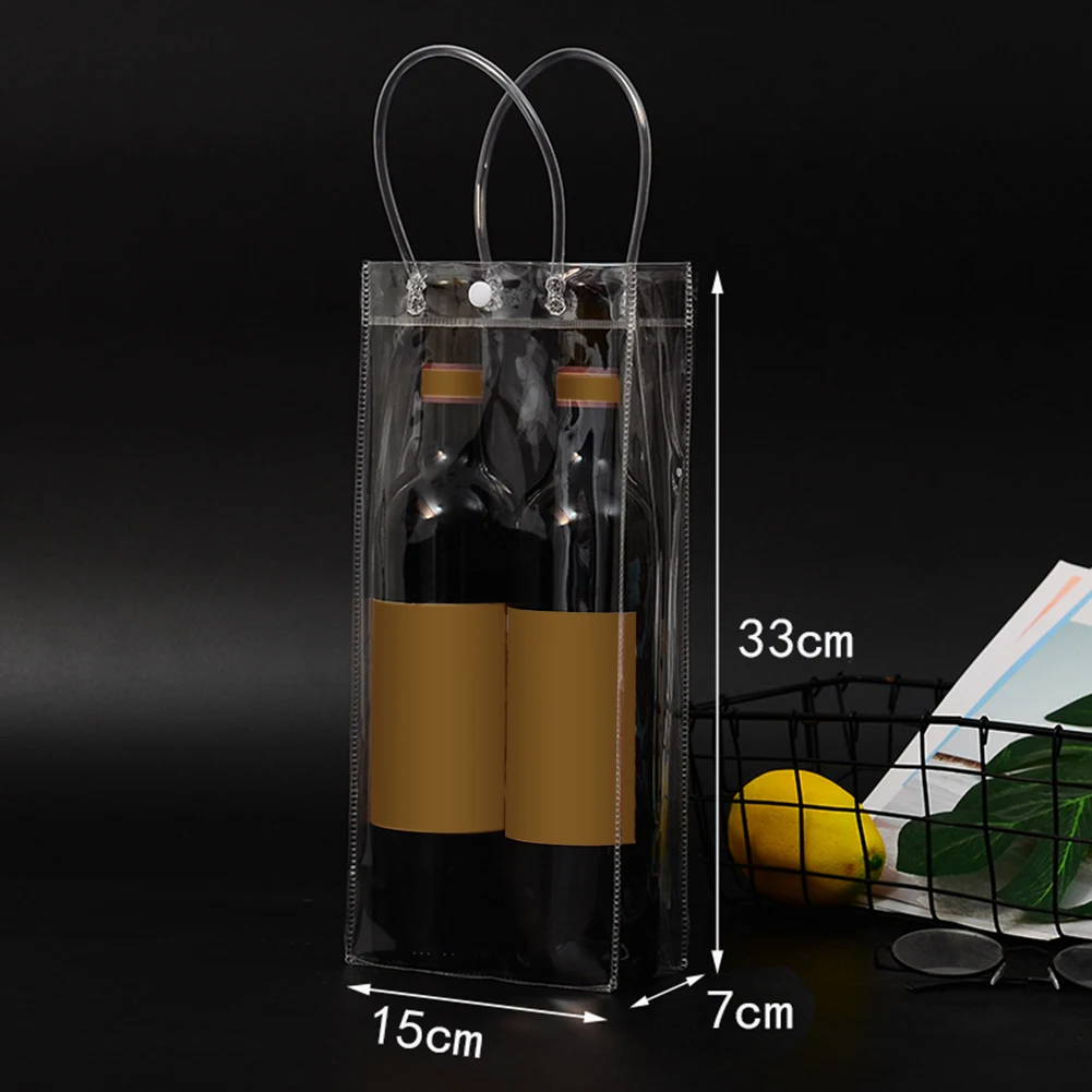 PVC Transparent Leak-proof Refrigerated Champagne Red Wine Bottle Ice Tote Bag