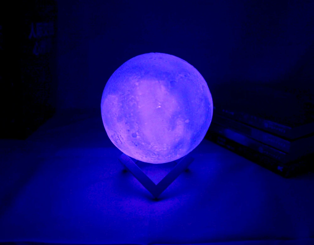 Battery Powered LED Moon Night Light 8/10/12/15cm 3D Print Moon Lamp with Stand Starry Lamp 7Color Bedroom Decor Light Kids Gift night lamp for bedroom