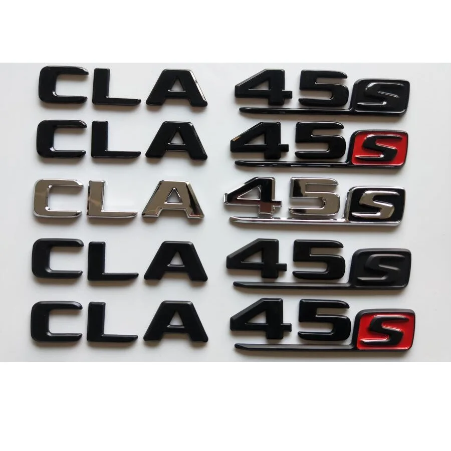 

Brilliant Chrome Black Letters CLA 45S Trunk Badges Emblems Stikcer for Mercedes Benz W117 X117 C117 CLA45 S AMG