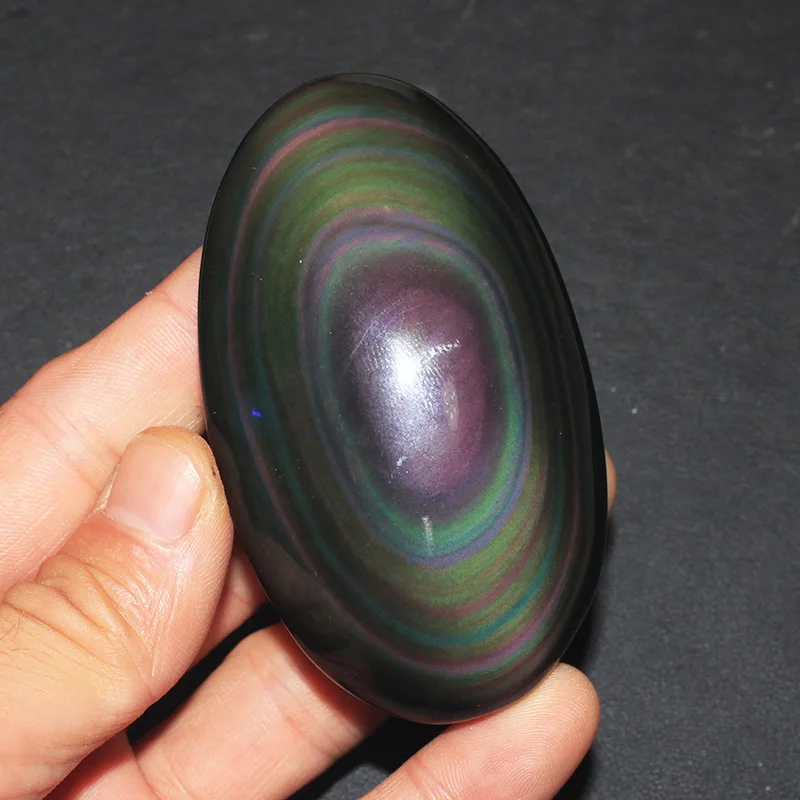 

Natural rainbow obsidian palm play palm palmstone palm stones plaything healing crystals and home decoration