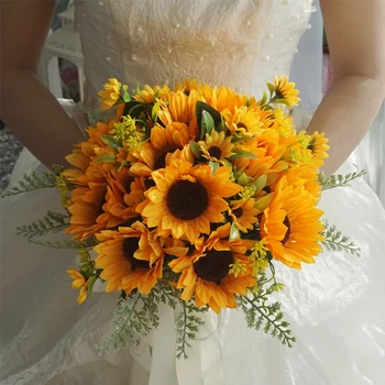 

Artificial Bridal Wedding Bouquet Romantic Handmade Holding Flower for Wedding Party Home Decoration (Sunflower Bouquet)