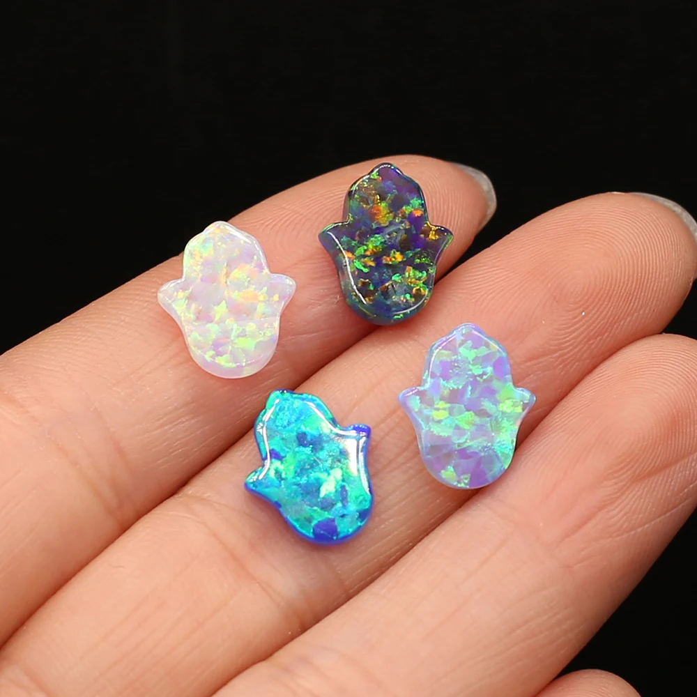 

Newest 1PC Synthetic Opal Hamsa Hand Beads Pendant Created Opal Fatima Beads Charms For DIY Jewelry Making Necklace Earring Gift