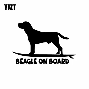 

YJZT 15.7X10.5CM Beagle On Board Funny Dog Car Sticker Window Decor Vinyl Decal Black/Silver C24-1627