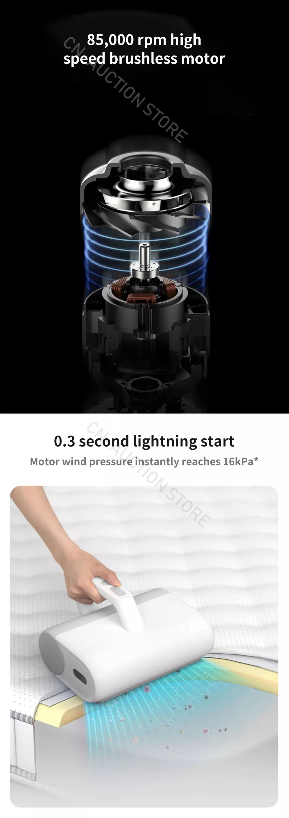 Xiaomi Mijia беспроводной пылесос для удаления клещей, ультрафиолетовая стерилизация, сильный всасывающий очиститель волос, AC100-240V