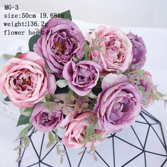 MG3-Purple Искусственные розы шелковые цветы для домашнего свадебного стола украшения оптом Искусственные цветы Букет Поддельные розы - Цвет: MG3-Purple