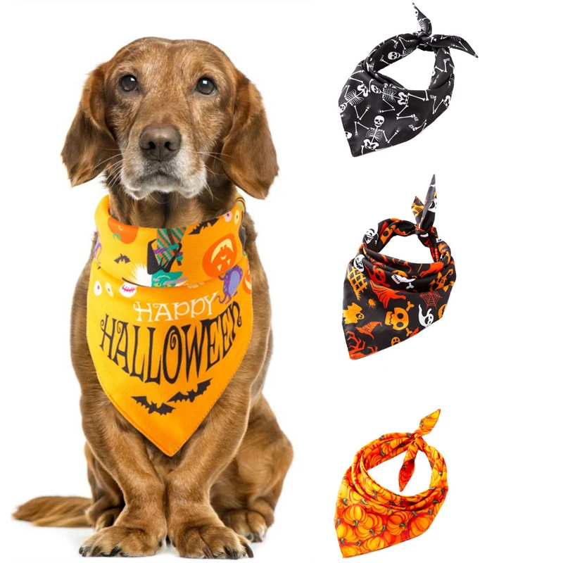 

5 Styles Halloween Dog Bandana Bibs Scarf Collar Grooming Accessories Triangular Bandage Collar Small Medium Large Pet Design