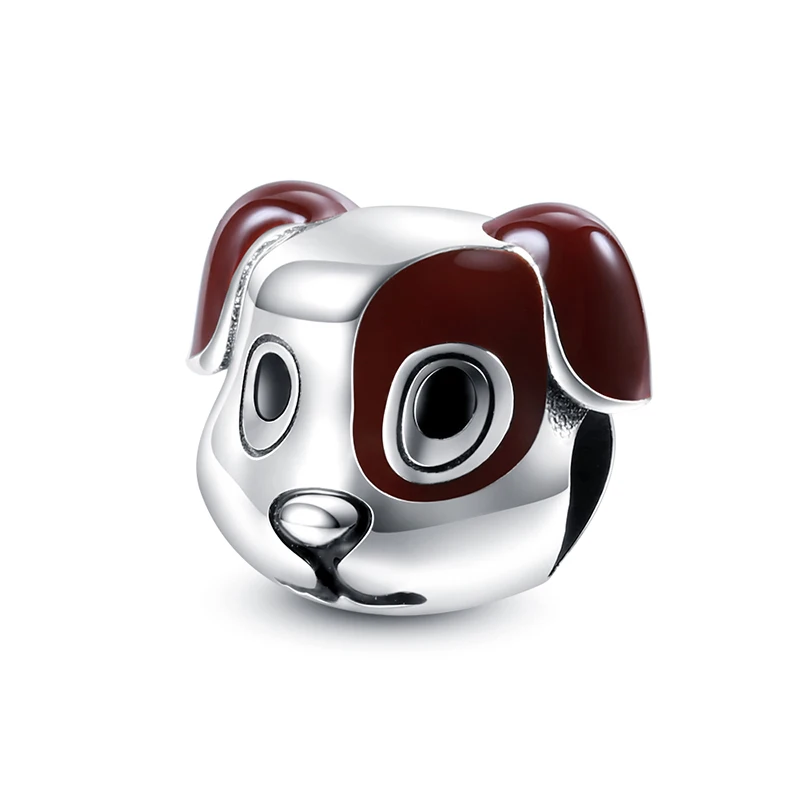 

Strollgirl new 100% 925 Sterling Silver Fashion Brown Enamel Dog Head Beads Charms Fit Pandora Bracelets Woman Fashion Jewellery