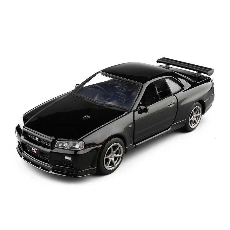 Высокое качество 1:36 Nissan GT R R34 модель спортивного автомобиля из сплава с имитацией