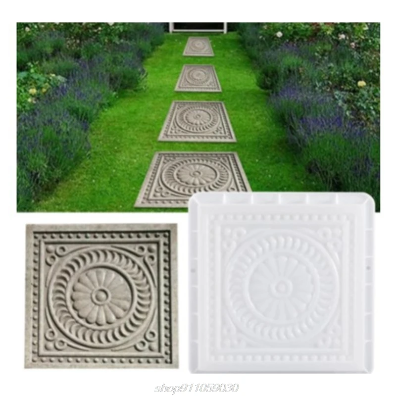 Vintage Floral Square DIY Paving Mold Garden Concrete Mould Stepping Pedal Stone Paver Cement Brick Landscape J21 21