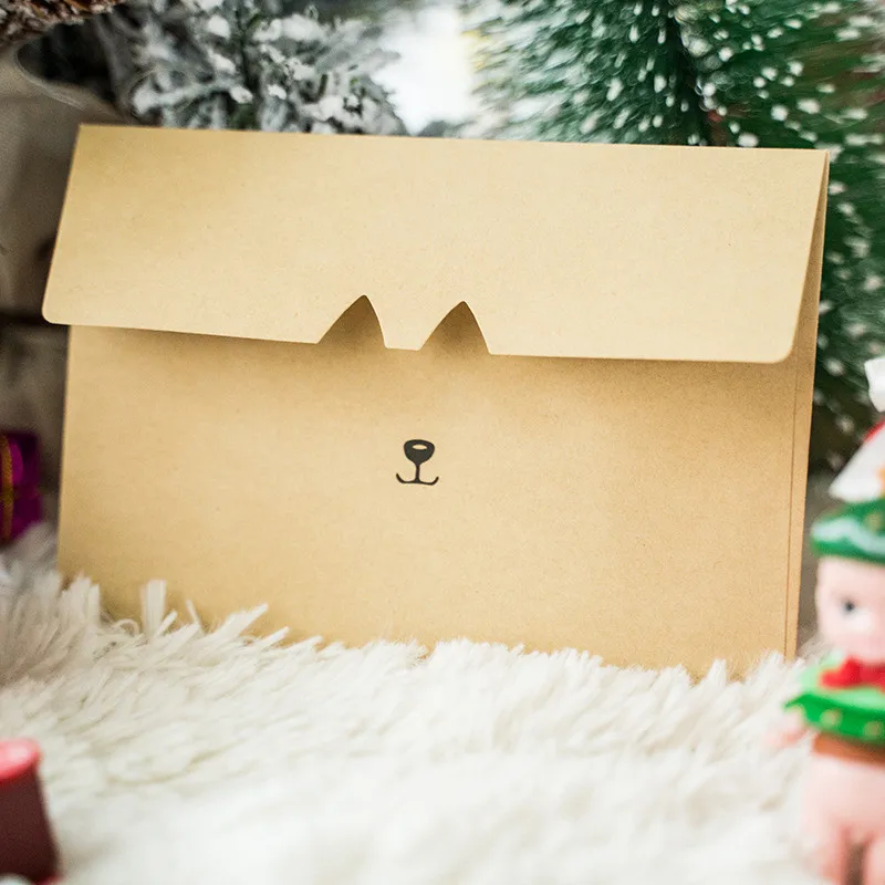 10pcs Kraft Paper Envelope Cute Cat Dog Creative Stationery Envelopes Greeting Cards Party Invitation Gift | Канцтовары для офиса
