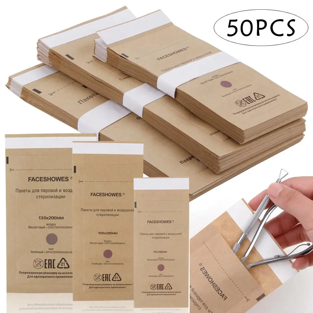 50Pcs Disposable Nail Disinfectant Bag Manicure Sterilizer Cosmetics Crimper Nailart Tool Pouch Disinfection Machine Accessories