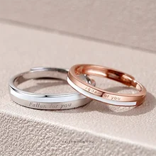 

2pcs Personalized Date Ring for Men Women Engagement Wedding Engraved Real Love Couple Rings Anniversary Valentine's Day Gift