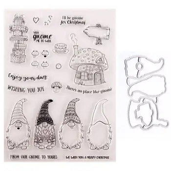 

Santa Gnome Seal Stamp with Cutting Dies Stencil Set DIY Scrapbooking Embossing