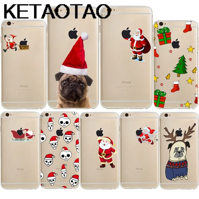 KETAOTAO Natale Merry Christmas милый чехол для телефона с собакой iPhone 5S 6 s 7 8 Plus XR XS Max кристально