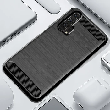 

Case For Honor 20 Pro Case Soft TPU Silicone Bumper Covers Carbon Fiber Brushed Cases For Huawei Honor20 Honor 20 Pro Cover