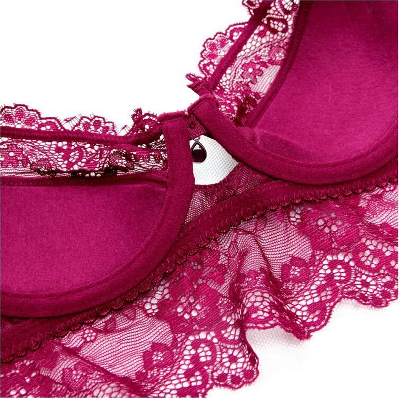 new summer female lingerie sexy lace bras Red gather push up women underwear bra set girl transparent lace bra and panty set