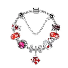 Европейский и американский популярный теплый дом красный кулон в виде домика браслет DIY креативный съемный медведь из бисера ювелирные изделия