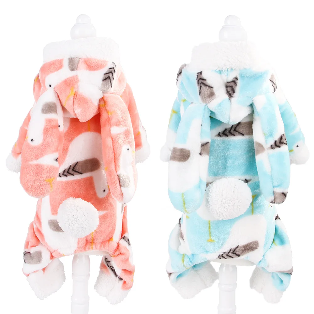 

Newest Pet Clothes Plush and Thicker Dog Jumpsuits for Autumn and Winter Warming Dog Clothes with Rabbit Ear Pet Supplies